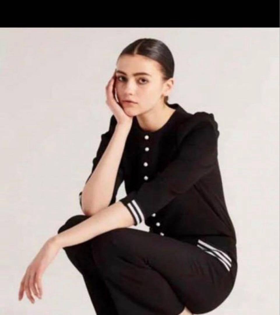 BORDERS at BALCONY ボタンツイルブラウス ネイビー 38