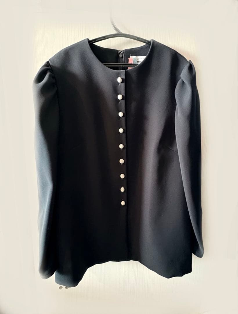 BORDERS at BALCONY ボタンツイルブラウス ネイビー 38