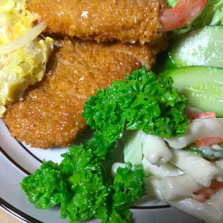 食品サンプル エビフライ トンカツ 卵とじ キャベツ千切り 胡瓜　部分パーツ売り