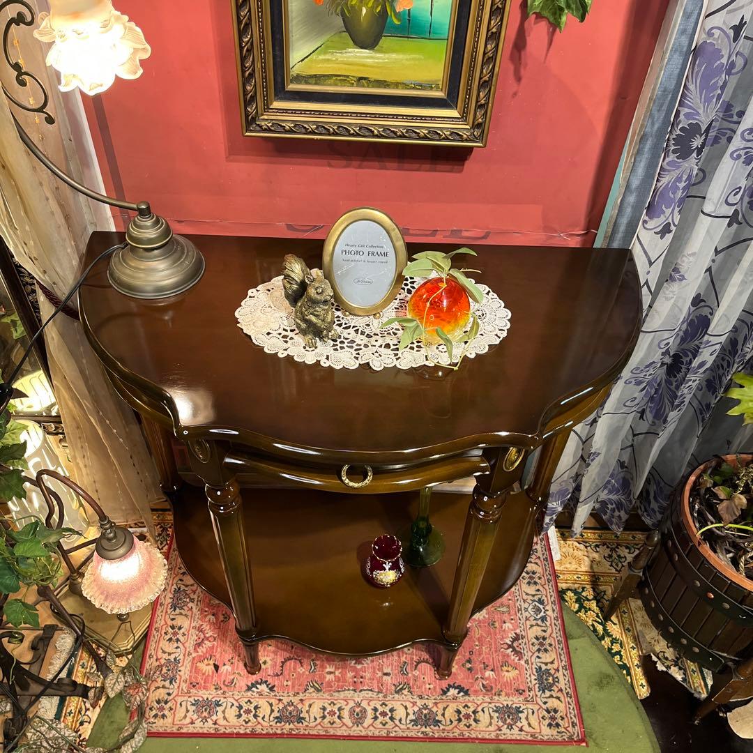 アンティークPT ハーフラウンドアクセントコンソールキャビネット