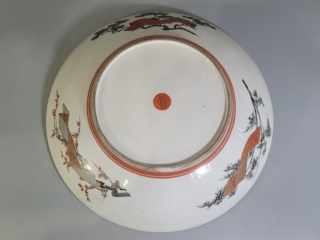 九谷 金彩赤絵 細密 武者絵 一対 幅37 cm 明治時代 DT395