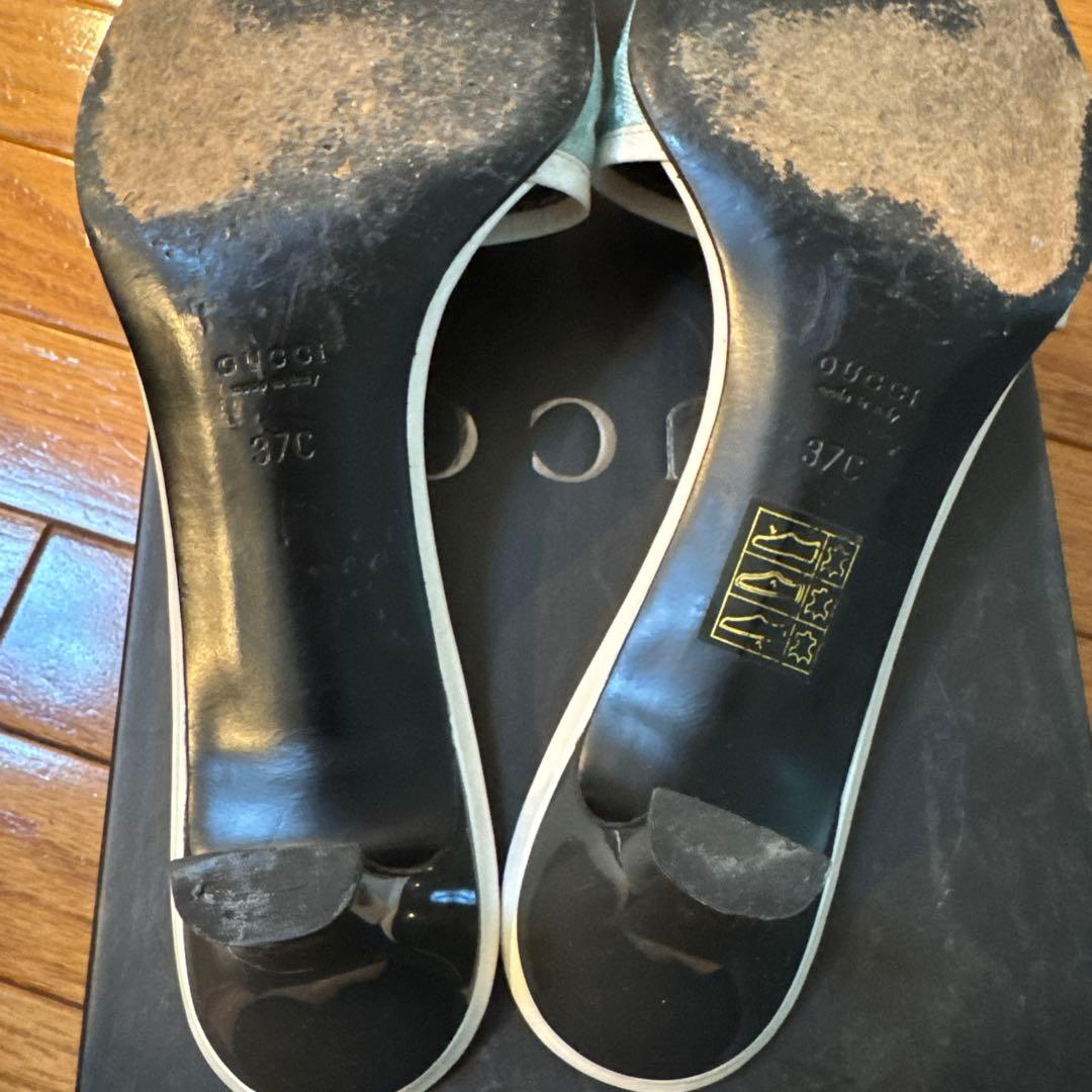 GUCCI 水色 ミュール 約5cmヒール 37