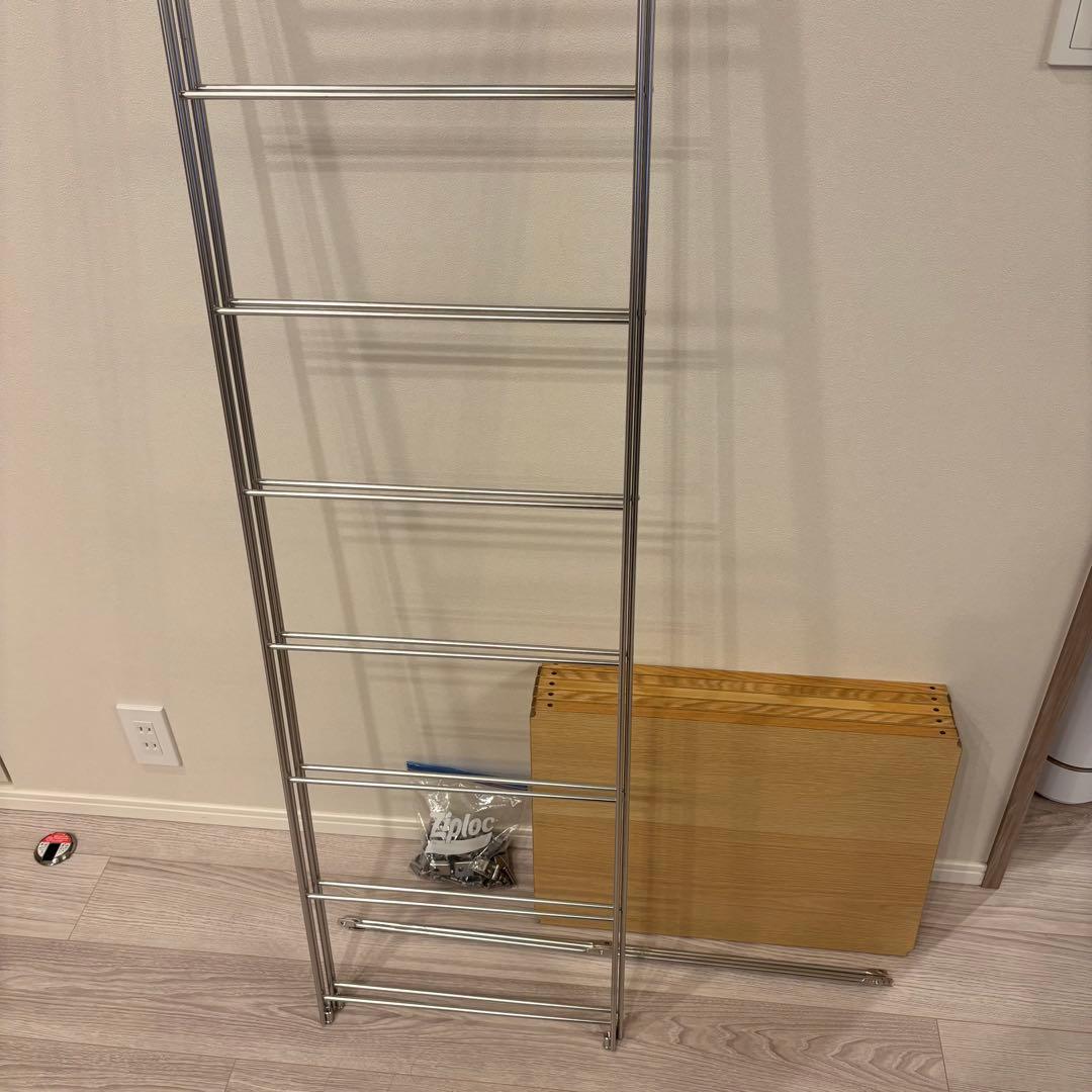 無印良品 ステンレスユニットシェルフ 大 オーク材棚セット 家具 シルバーラック