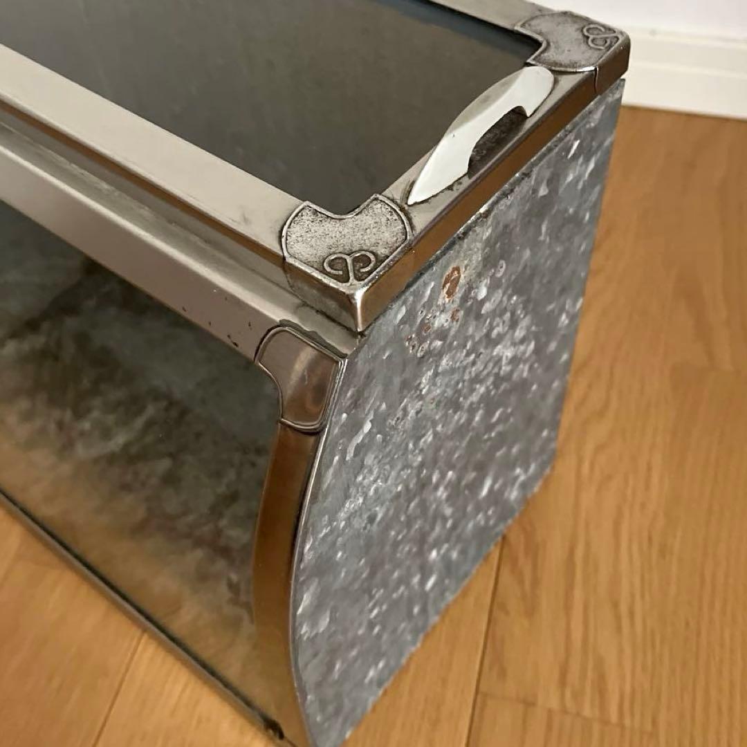 古道具　昭和レトロ　ブリキ　ショーケース　全面Rガラス　ディスプレイ
