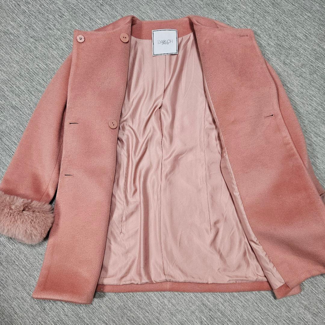 【みる】Darich ダーリッチ タックデザイン チェックコート ピンク