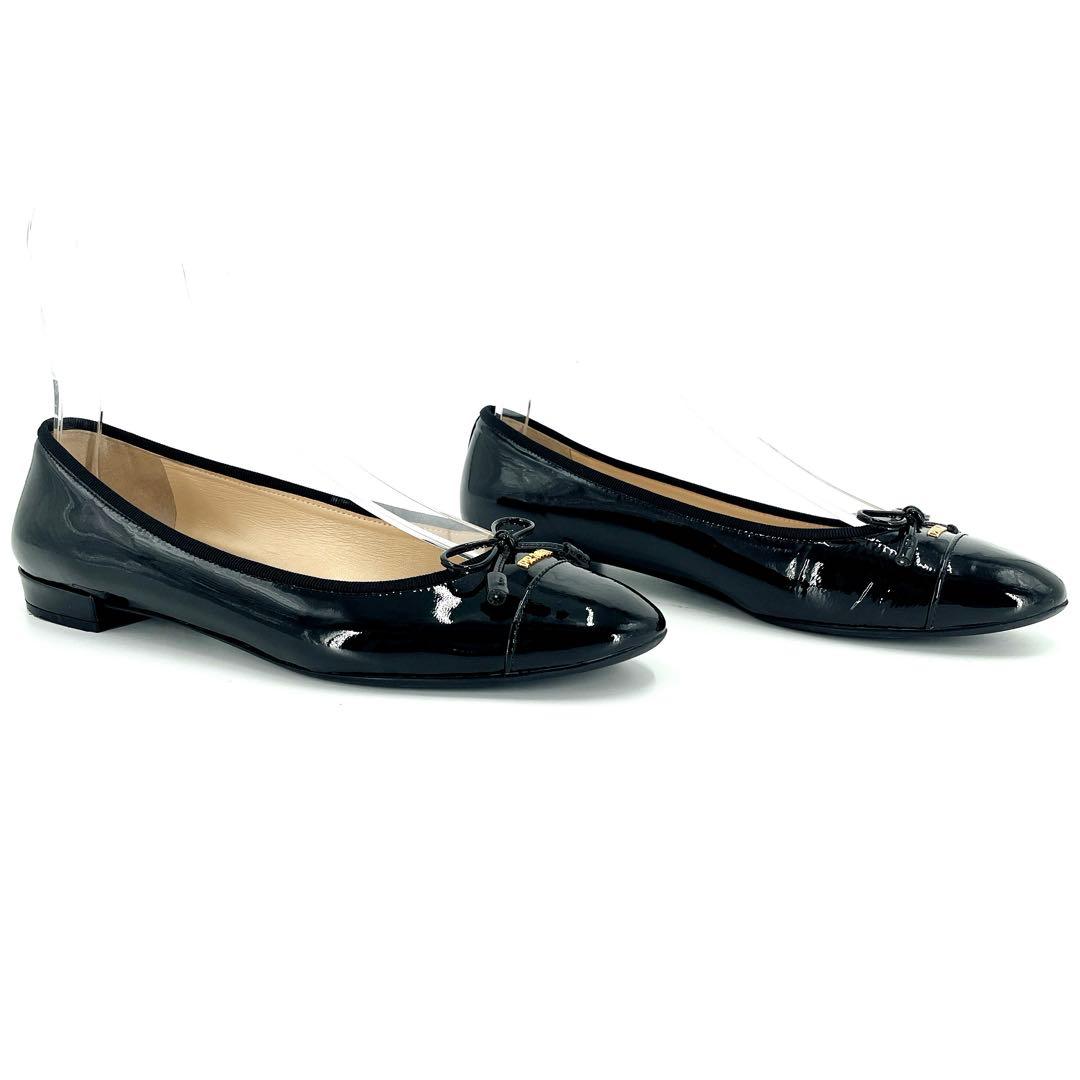 極美品　正規品　プラダ　フラットシューズ　バレリーナ　リボン　25㎝相当