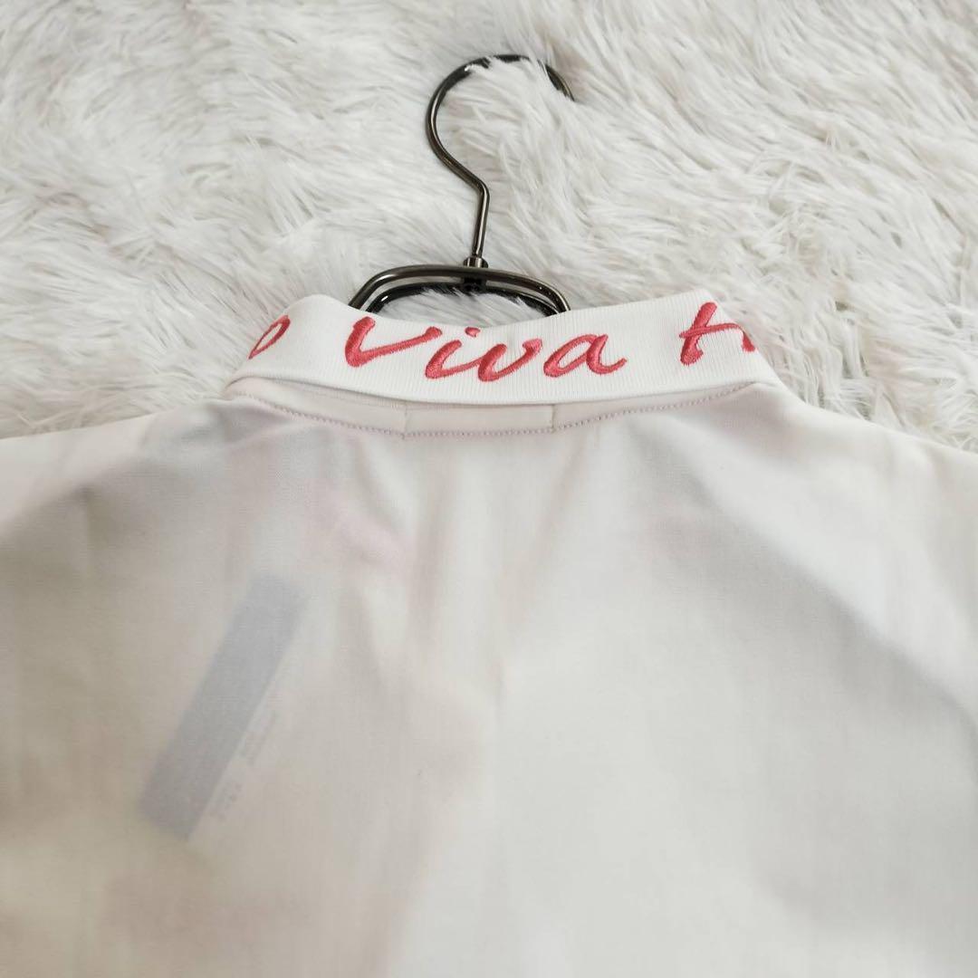 【新品】ビバハート ゴルフウェア ポロシャツ 刺繍ロゴ入り 白×メッシュ切り替え