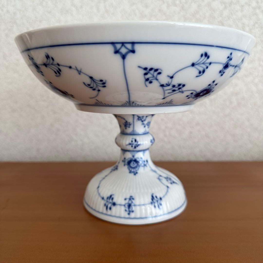 【超美品】ロイヤルコペンハーゲン ブルーフルーテッド プレーンレース コンポート