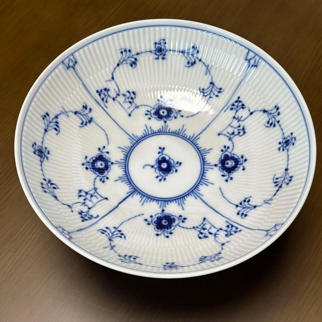 【超美品】ロイヤルコペンハーゲン ブルーフルーテッド プレーンレース コンポート