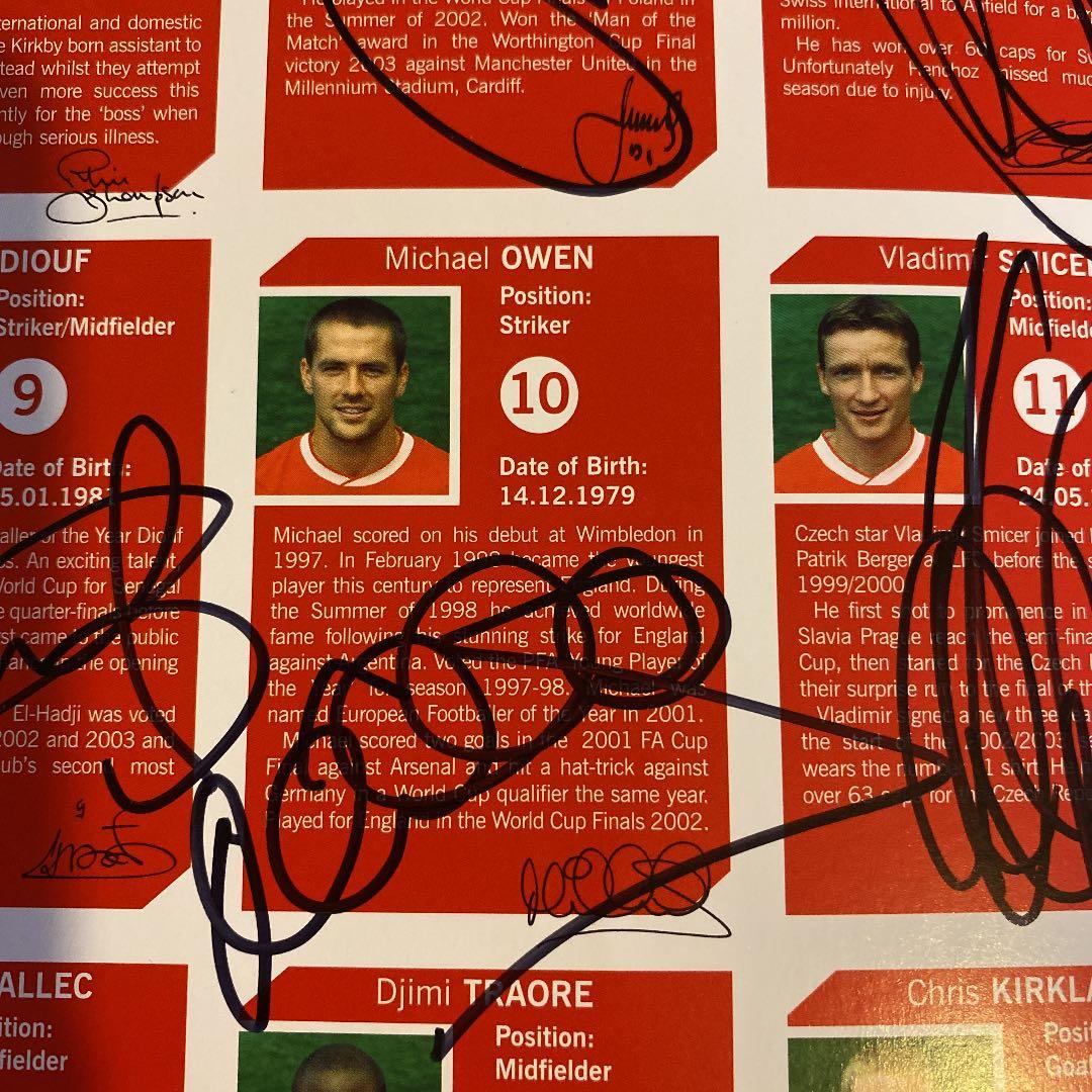 リヴァプール　2003-2004 直筆サイン入り ポスター　証明書付