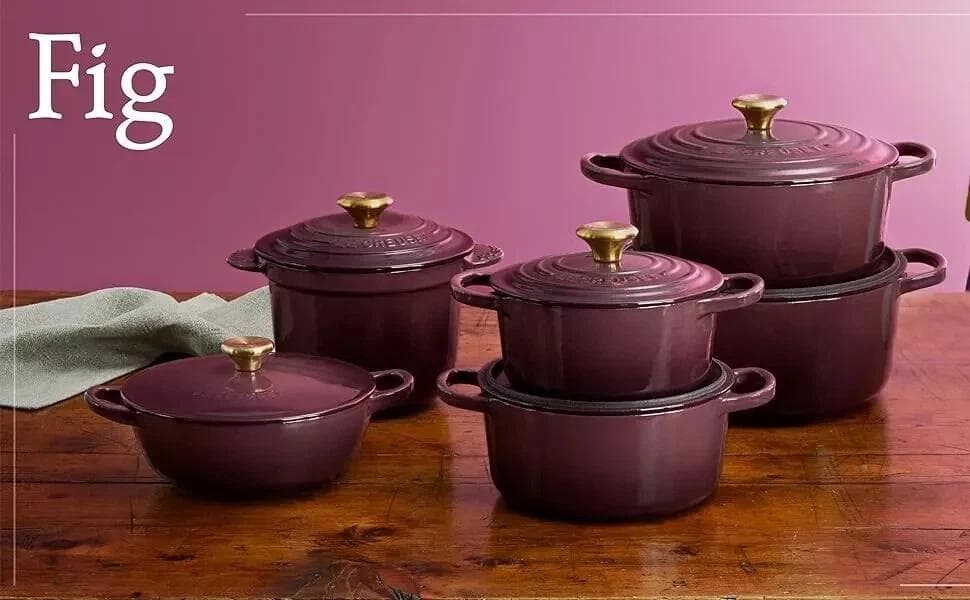 ル・クルーゼ　ココットロンド 22cm フィグ　ゴールドノブ　新品