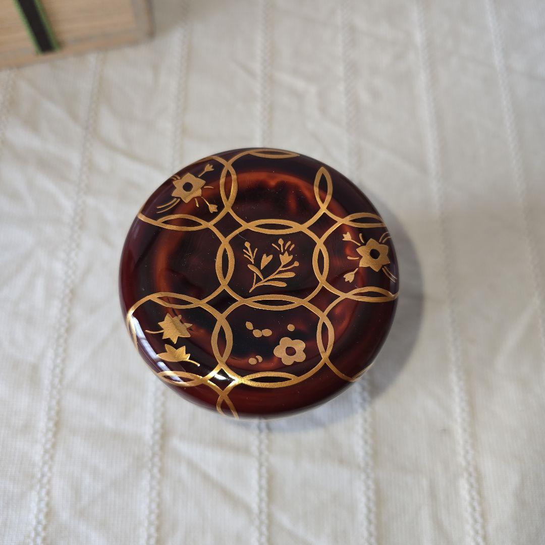 鈴木松栄作 四季七宝蒔絵 竹大棗 共箱