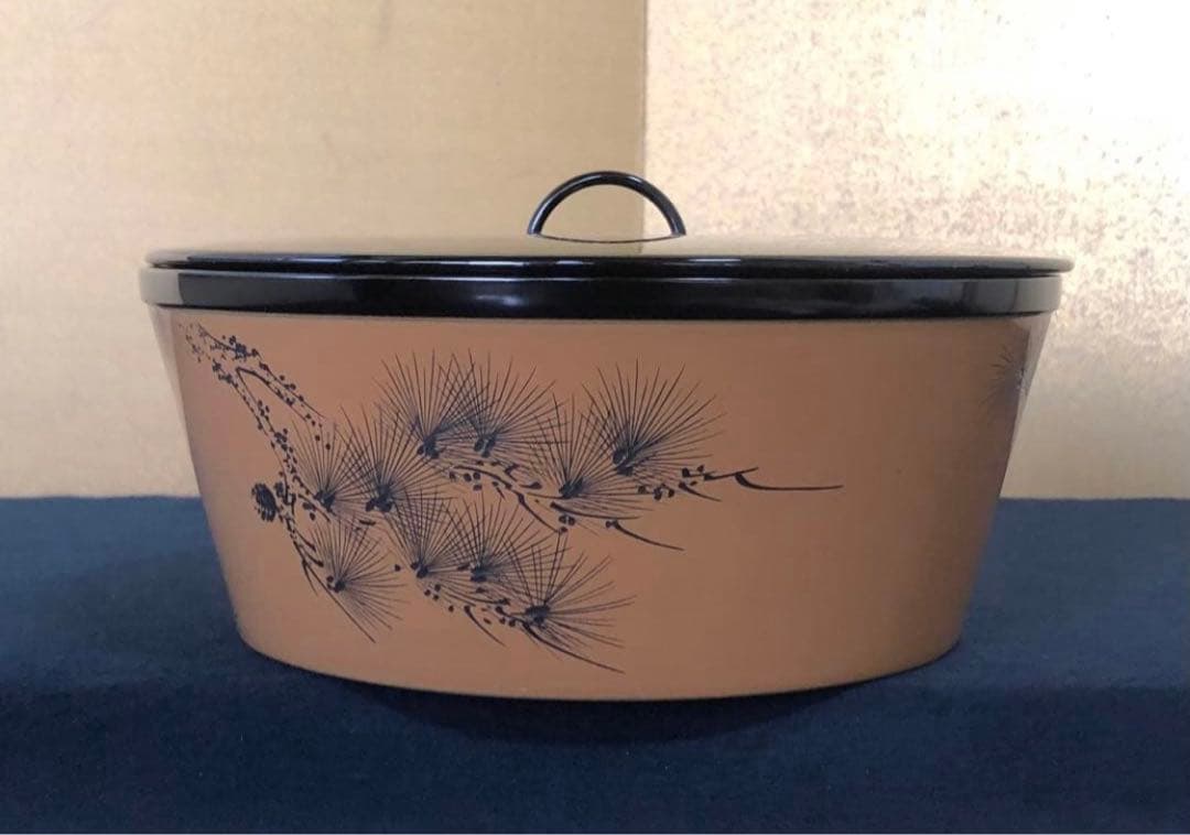 《R》輪島塗 松文彫 水指 前大峰 花押 底印 共箱 260202く3