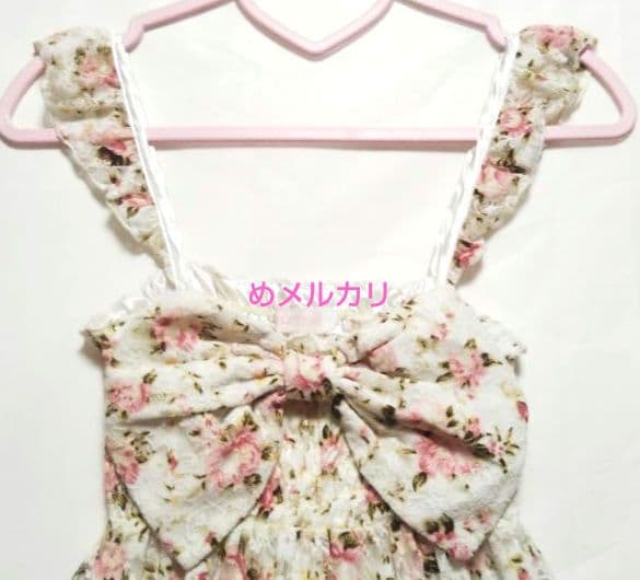 LIZ LISA リズリサ 花柄 ビッグリボン キャミソール チュニック 白