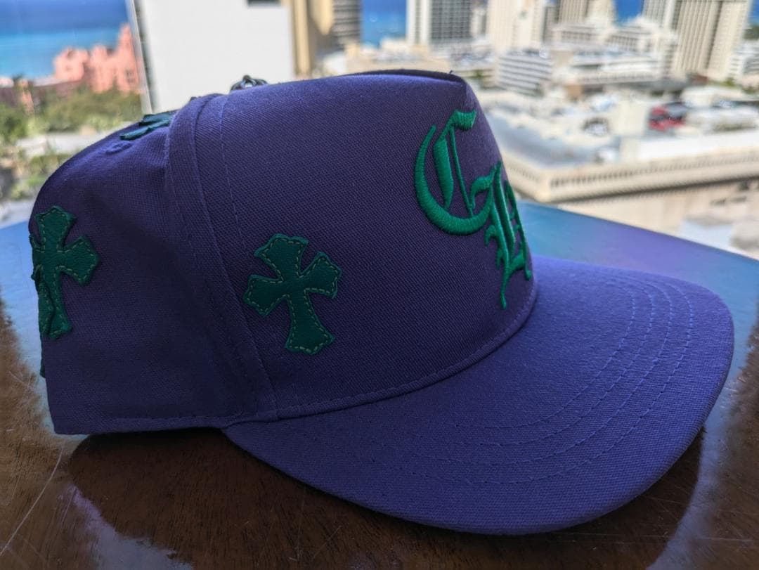 クロムハーツ クロスパッチ キャップ パープル グリーン CHロゴ