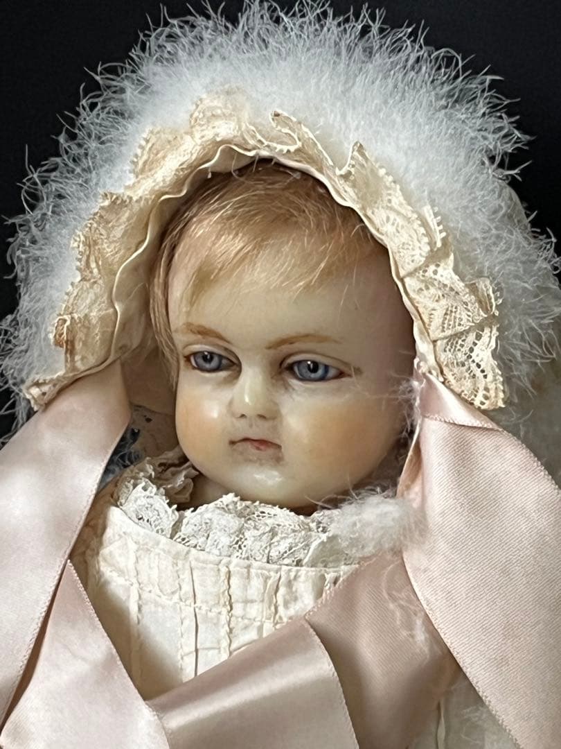 アンティーク英国製 希少ワックスドール 当時物ビスクドールレトロ人形ブロカント