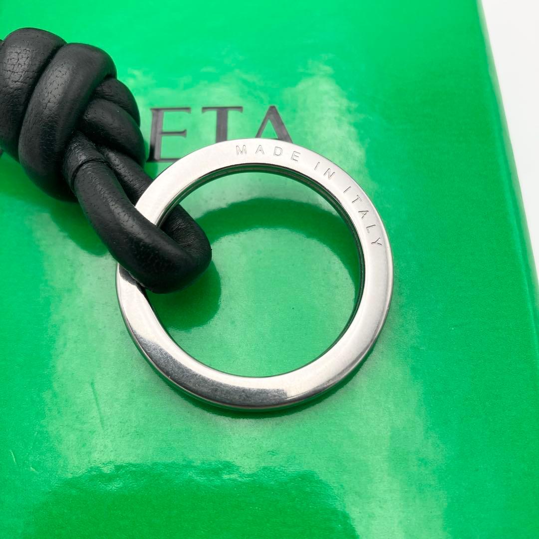 美品✨ ボッテガ キーリング キーホルダー レザーストラップ シルバー ブラック