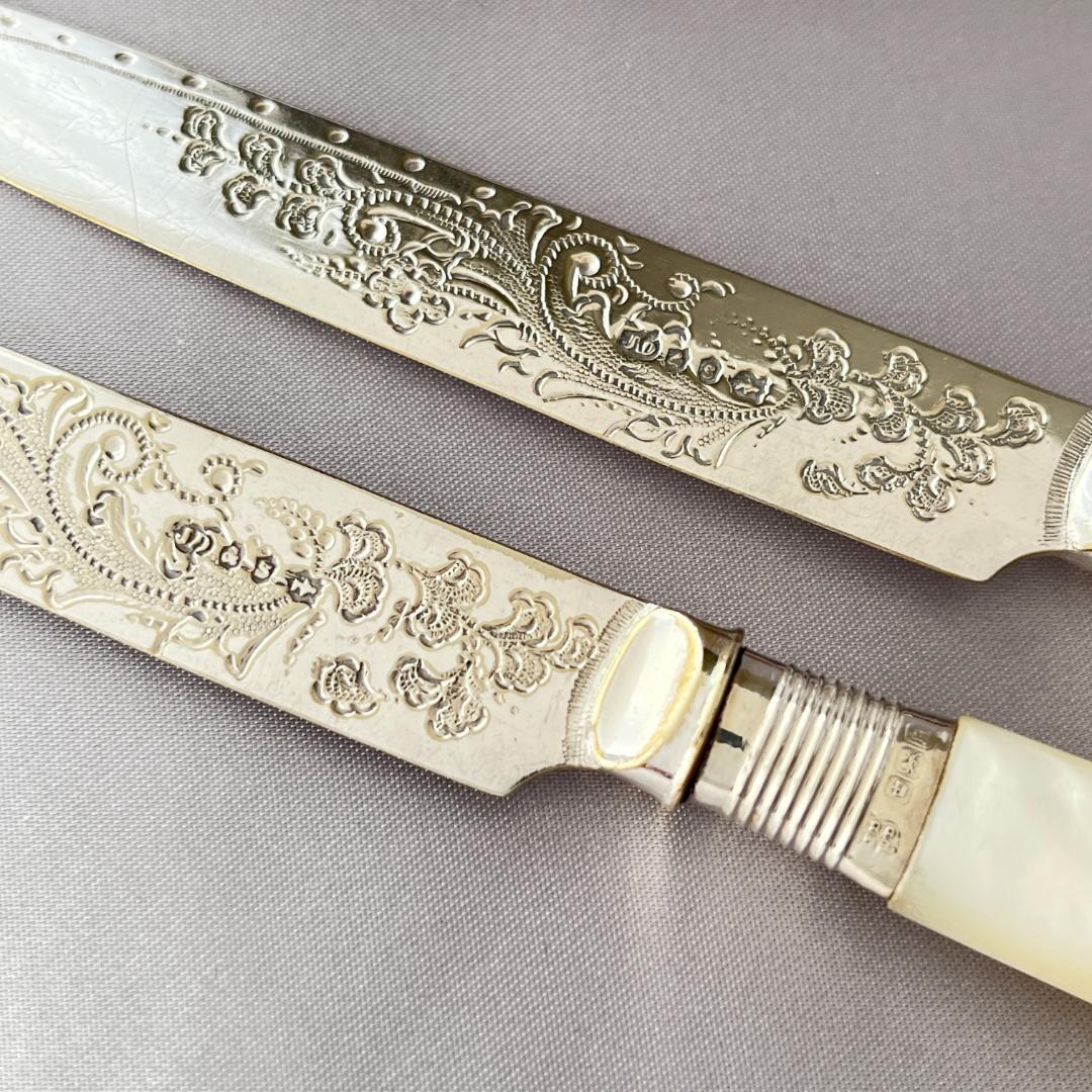 【James Deakin & Sons 】【純銀継手 / 白蝶貝】ティーナイフ