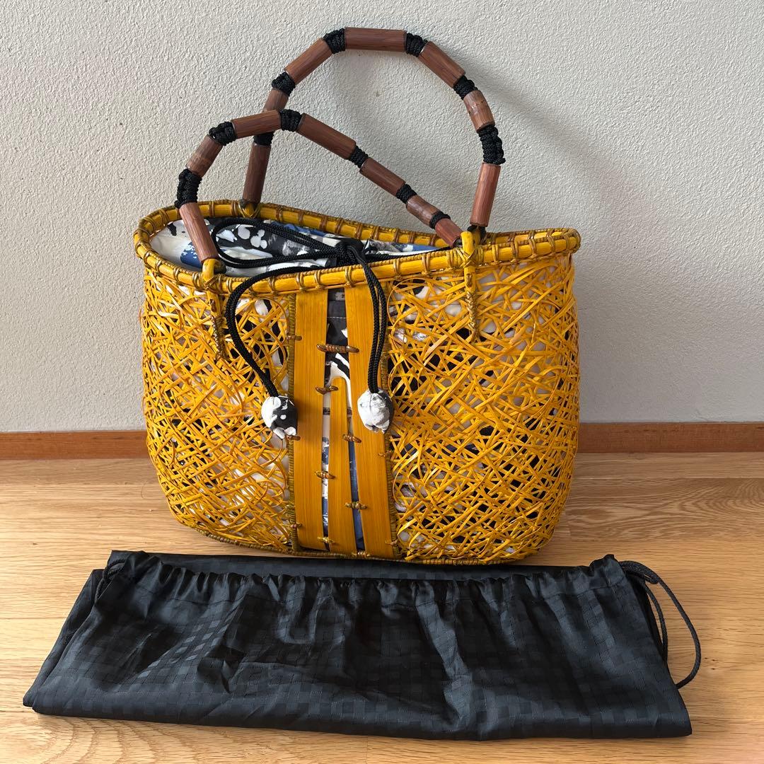 竹籠バッグ黄色