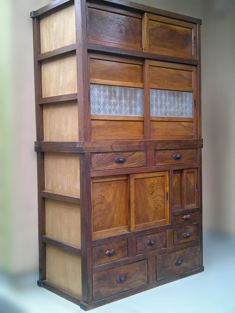 ■昭和レトロ　水屋箪笥　　アンティーク家具　　和風食器ダンス　　■