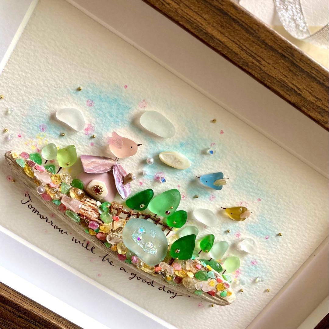 べーちゃん　オーダー受付　シーグラス／天然石／フレームアート