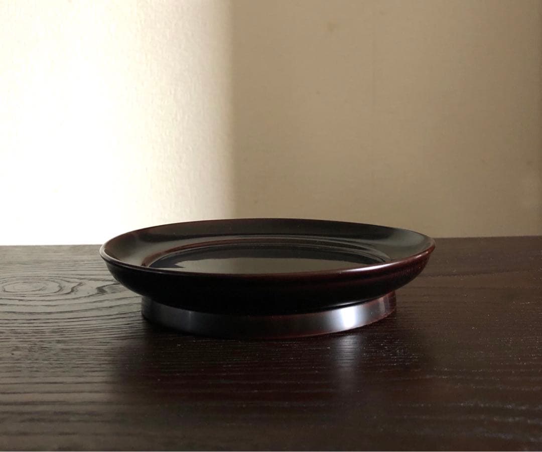 国産 浄法寺塗 木製 漆器 椿皿 楪子 銘々皿 溜塗 懐石 茶道具 5枚揃