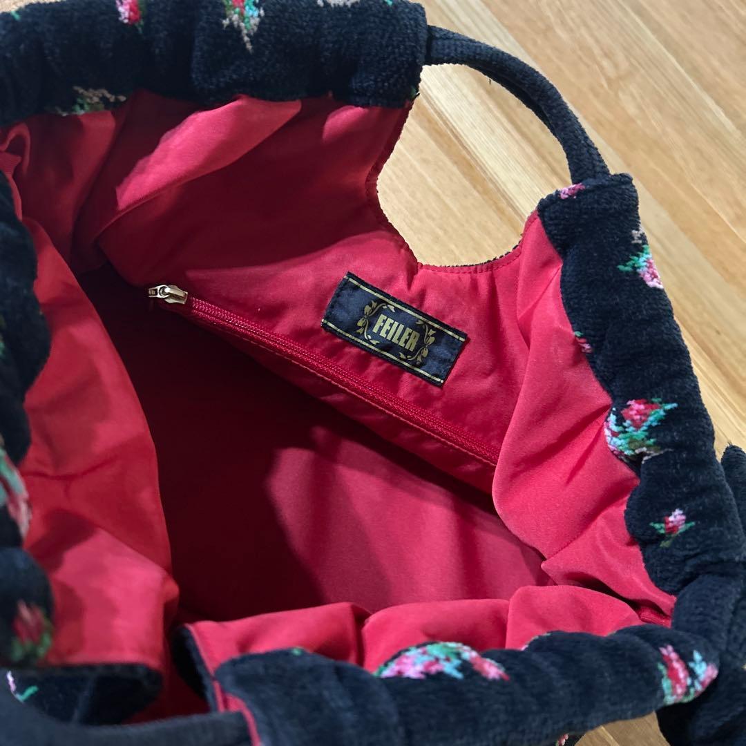 【美品】フェイラー　リアローズバッグ　リボン　シュニール織り