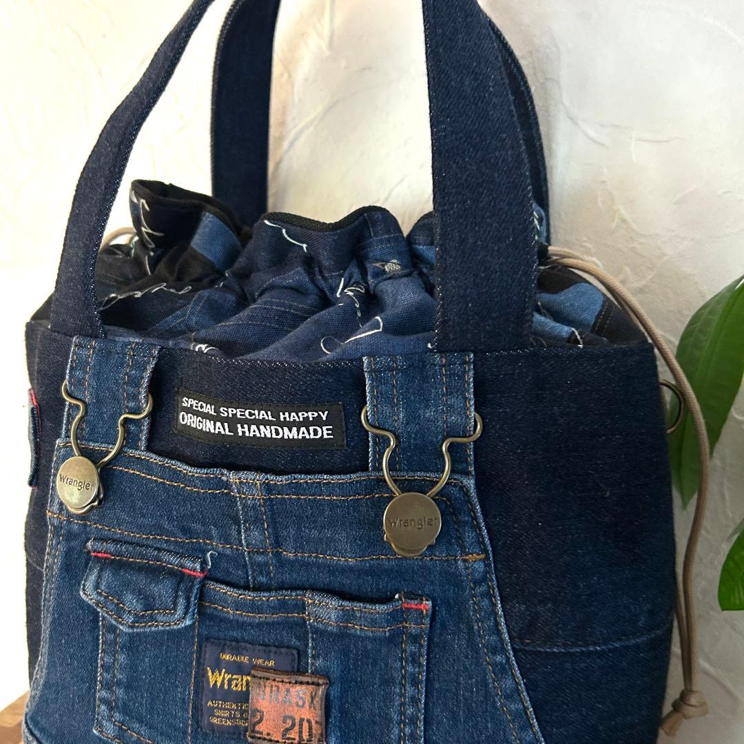 専用★デニムリメイク 巾着バッグ　トートバッグ　オーバーオール