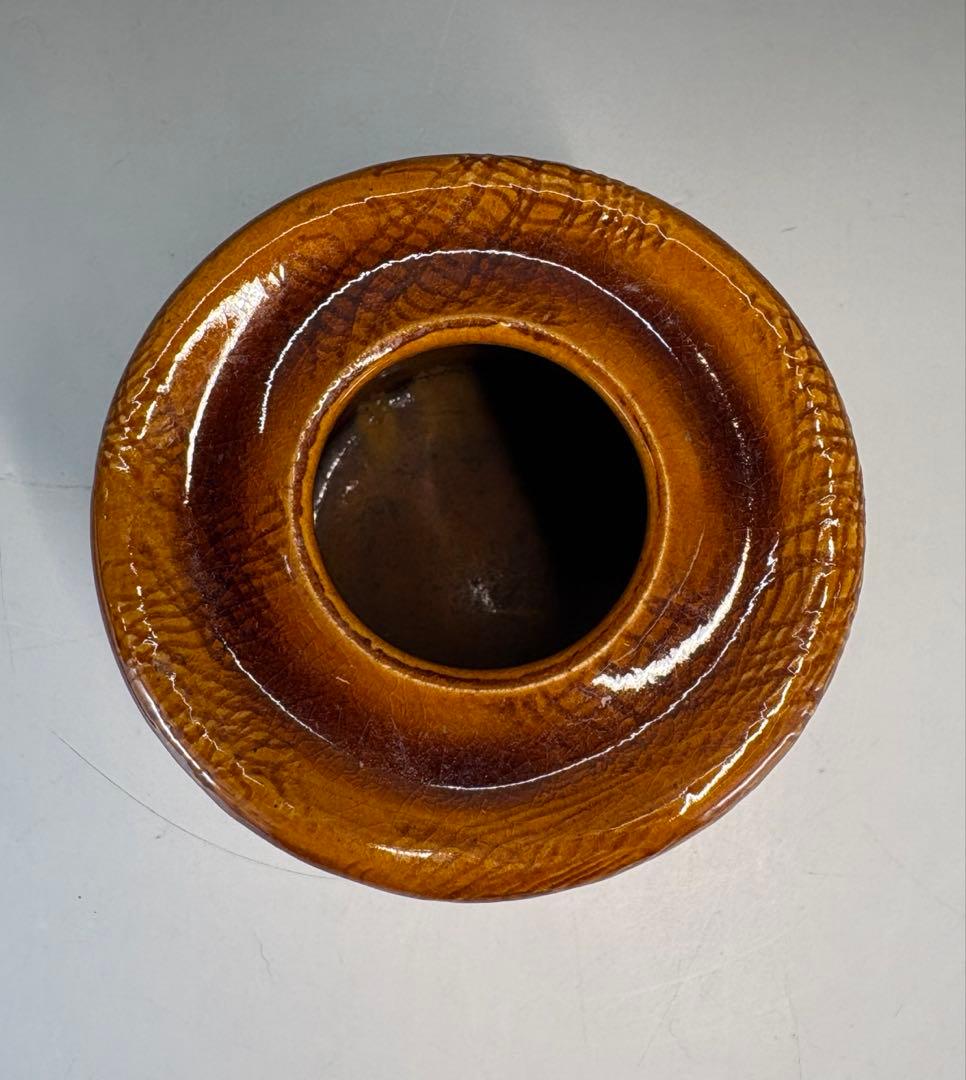 【中古品】十代大樋長左衛門造　布目大樋掛花入（共箱）