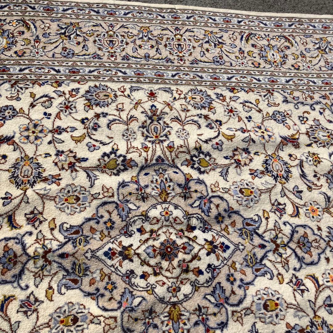 北欧レトロ kashanイラン製 花柄ウールカーペット ペルシャ絨毯 アラベスク