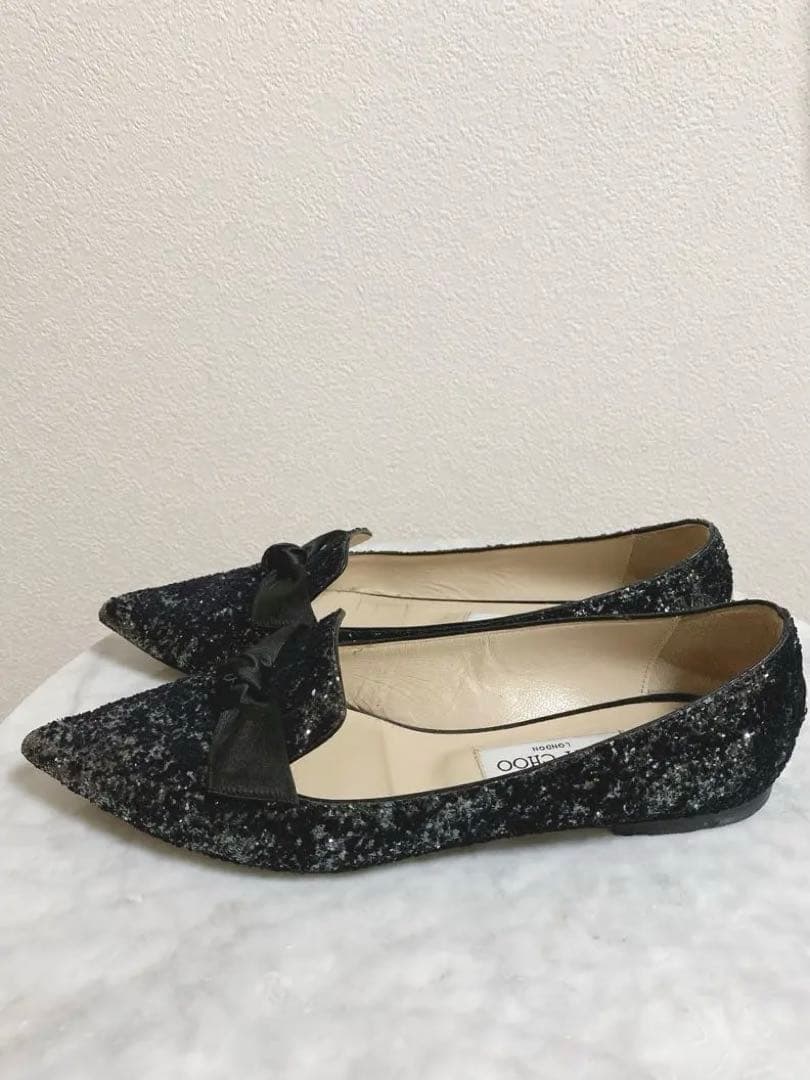 さくら✨ JIMMY CHOO グリッター フラットシューズ 40