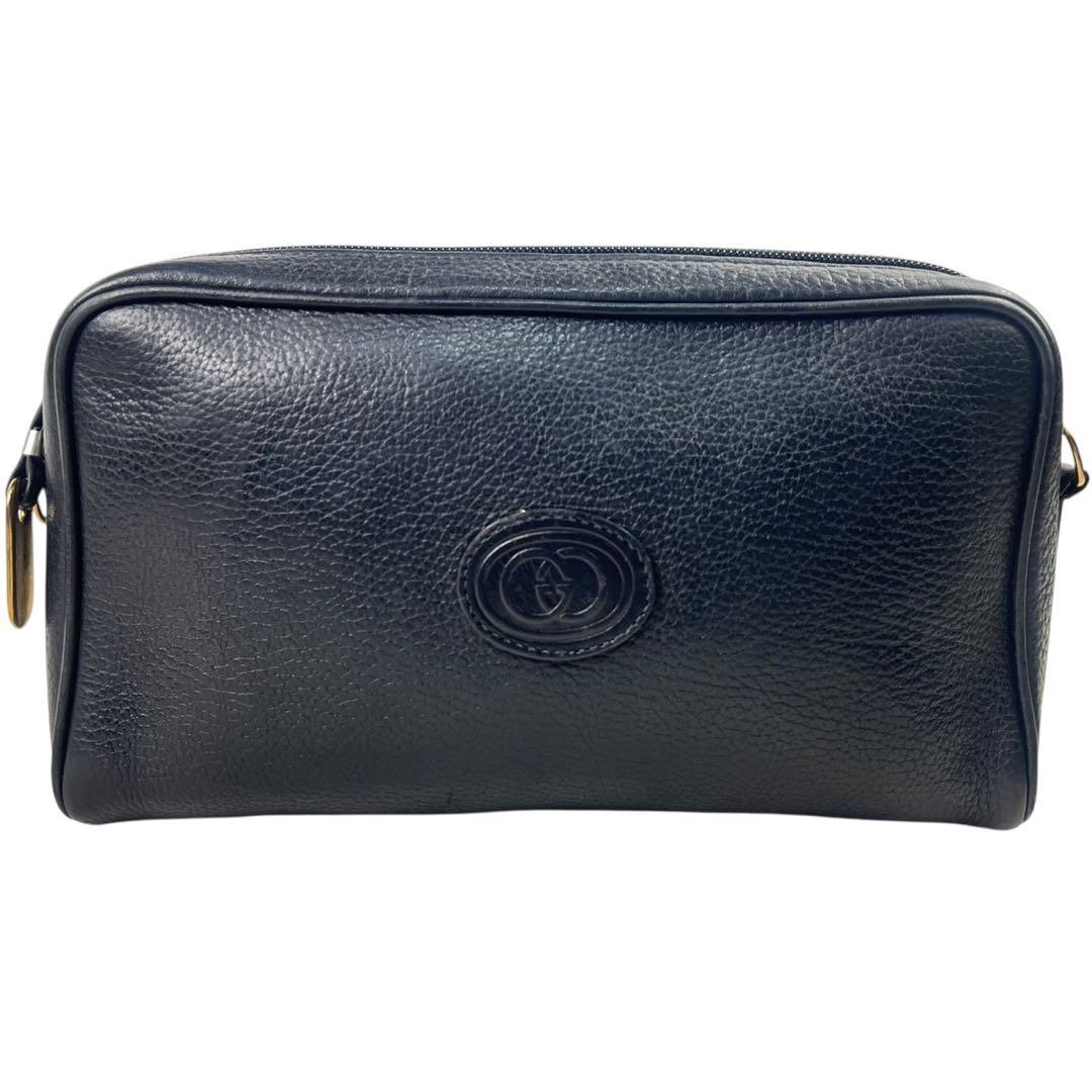 希少 グッチ ショルダーバッグ 2way インターロッキング ブラック レザー