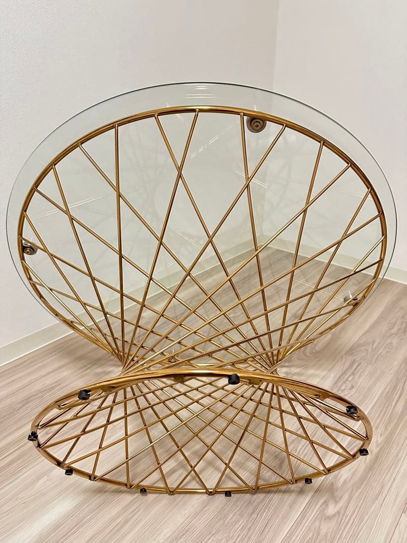 フランフラン ガラステーブル コーヒーテーブル クリア×ゴールド