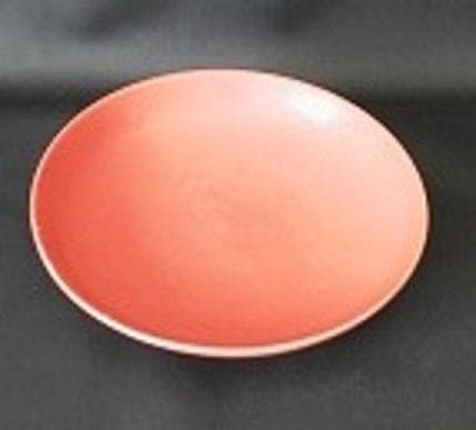 ＊中国古美術/缸豆紅釉盤（底款：大明天啓年製）