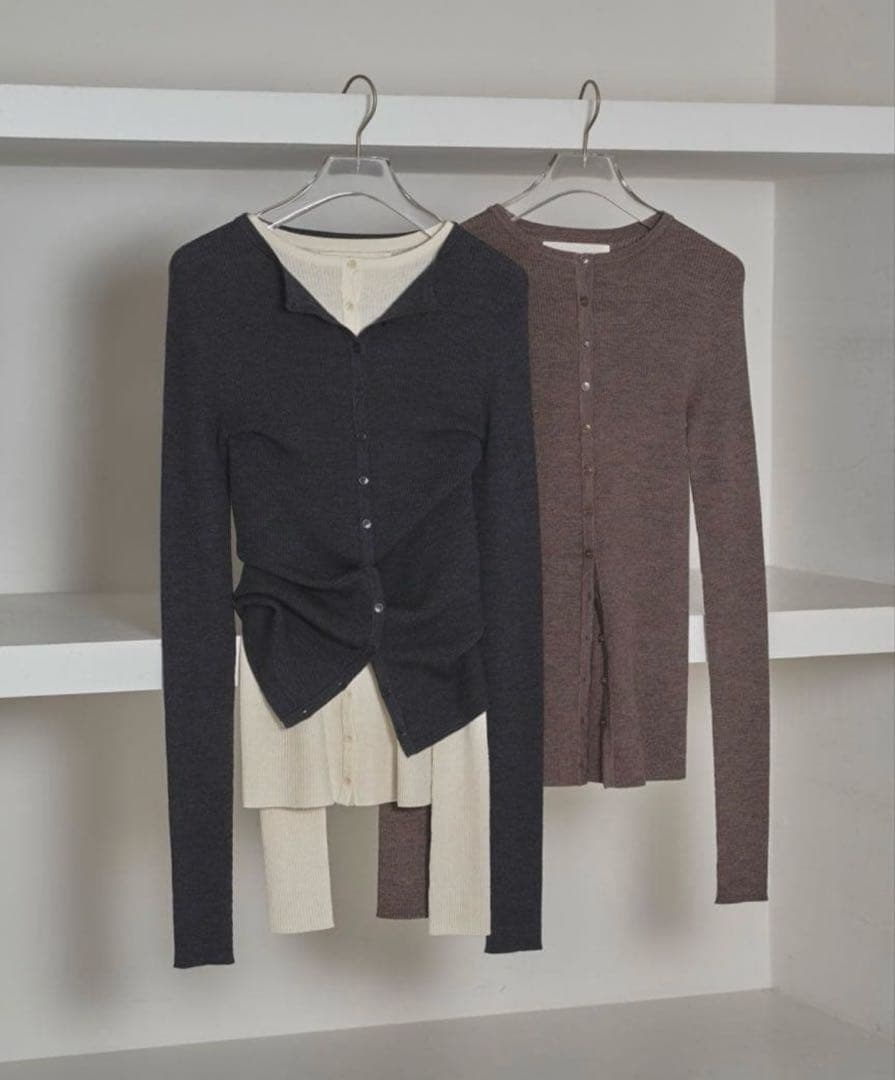 トゥデイフル Silkwool Knit Cardigan モカ