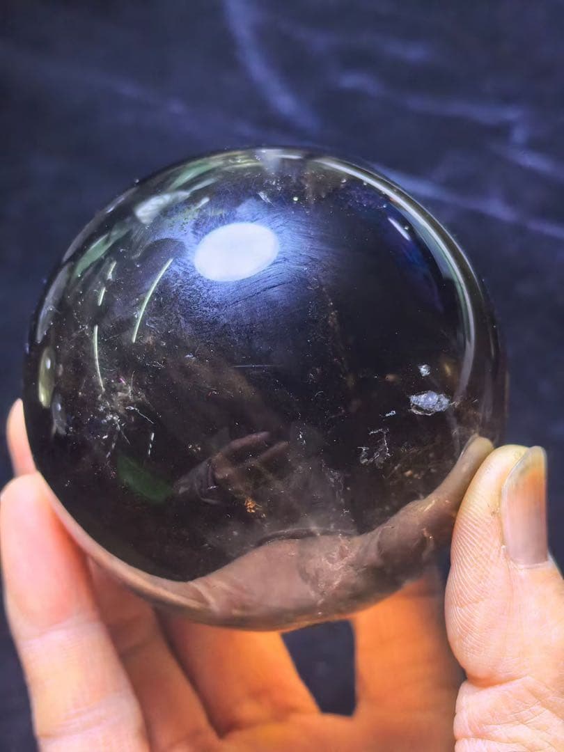 天然石 虹あり　スモーキークォーツのスフィア　丸玉YY996G.296