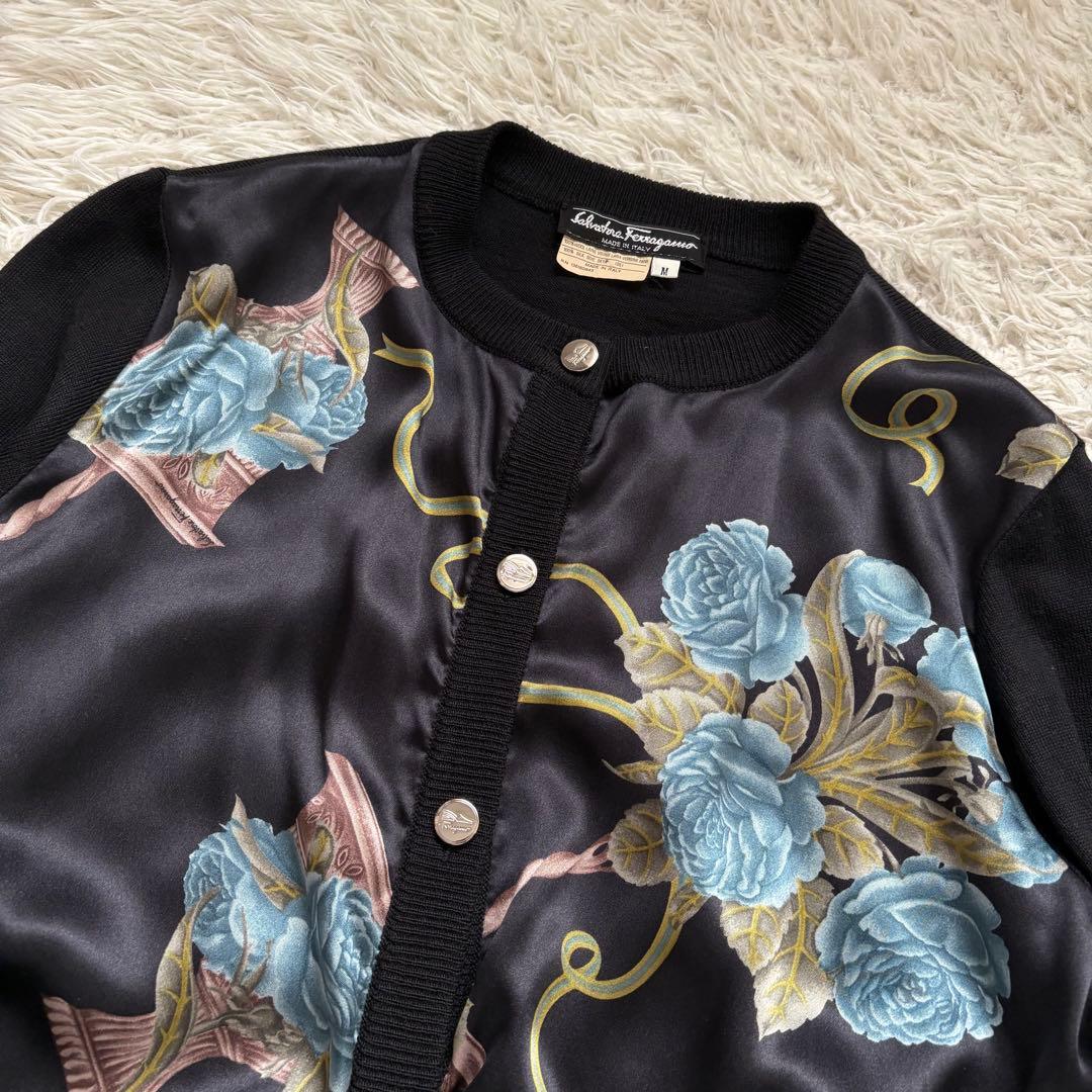 極美品　サルヴァトーレフェラガモ アンサンブル ニット 　シルク　ウール　黒