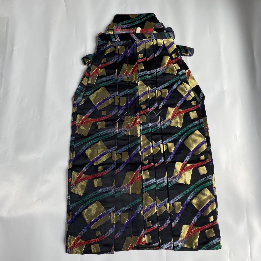 (6-7)馬乗袴　2尺3寸 黒　カラフル　舞踊　詩吟　踊袴　綱