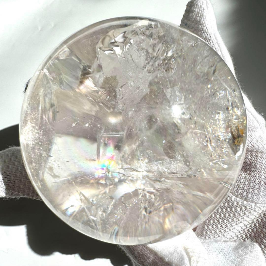 綺麗 虹入り ヒマラヤレインボー 水晶 丸玉 77.1mm ポーチ付き