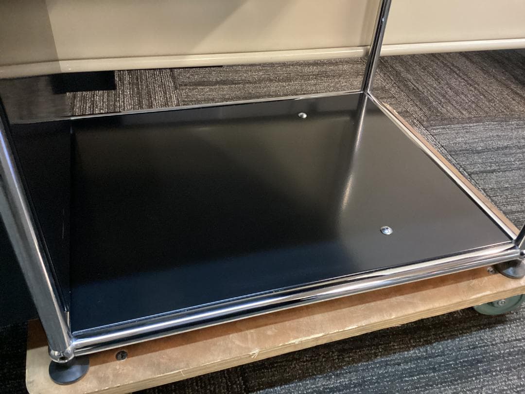 鍵付き　USMハラー　デスクワゴン　２段　ブラック　脇机　袖机