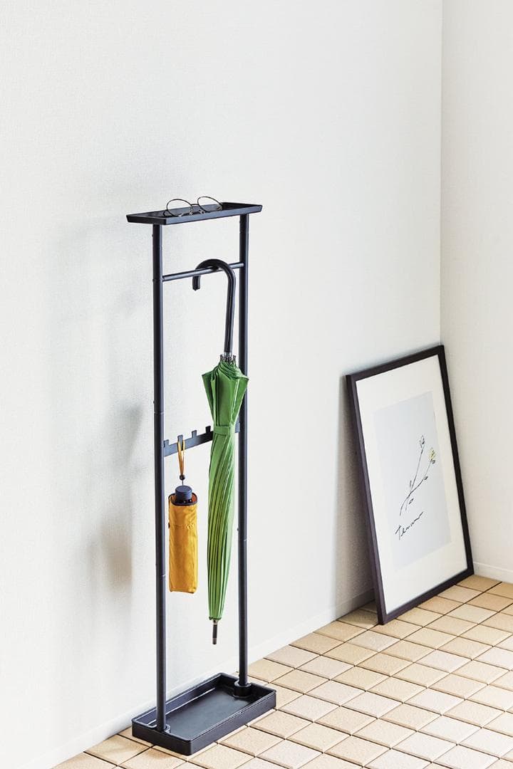 ☆12本収納可！傘ハンガー＋小物トレー付 マットブラック
