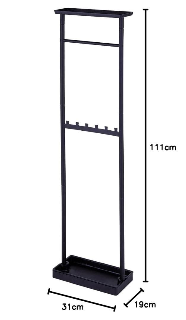 ☆12本収納可！傘ハンガー＋小物トレー付 マットブラック