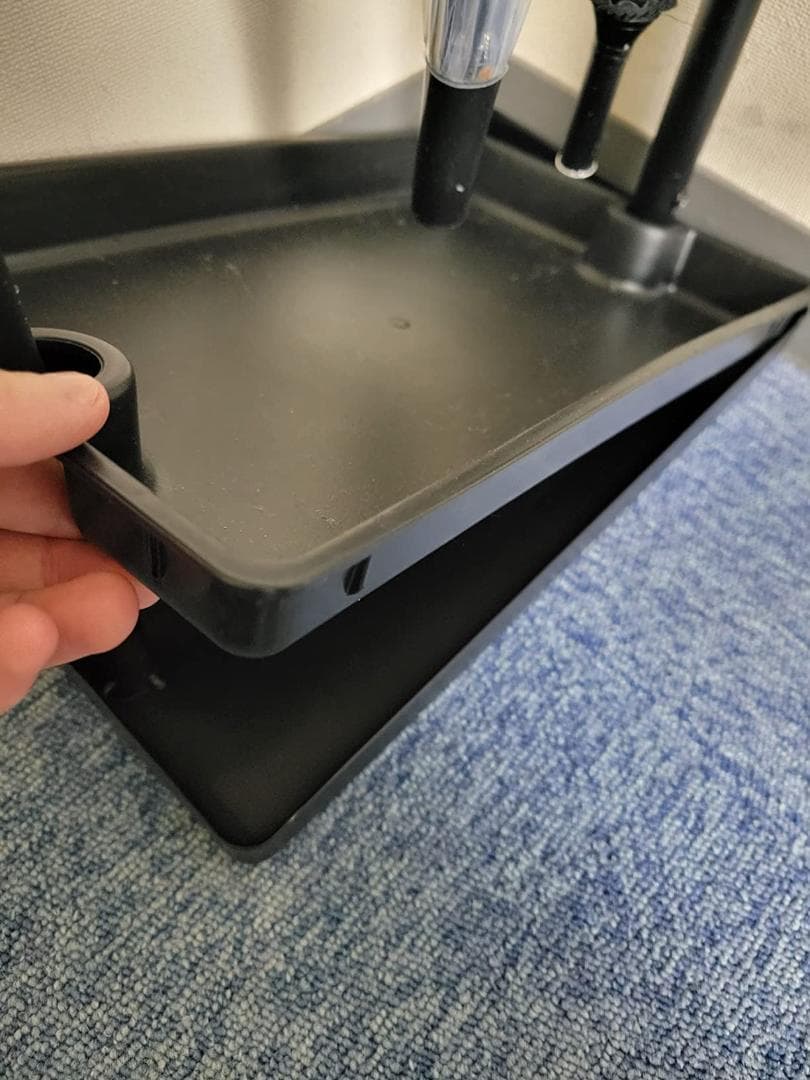 ☆12本収納可！傘ハンガー＋小物トレー付 マットブラック