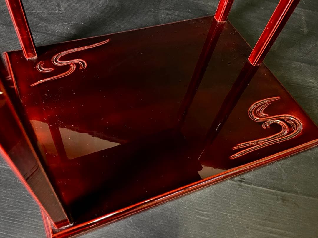 「母」 輪島塗 鵬雲斎好 山雲棚 宗芳作 共箱 茶道具 （114あ①）