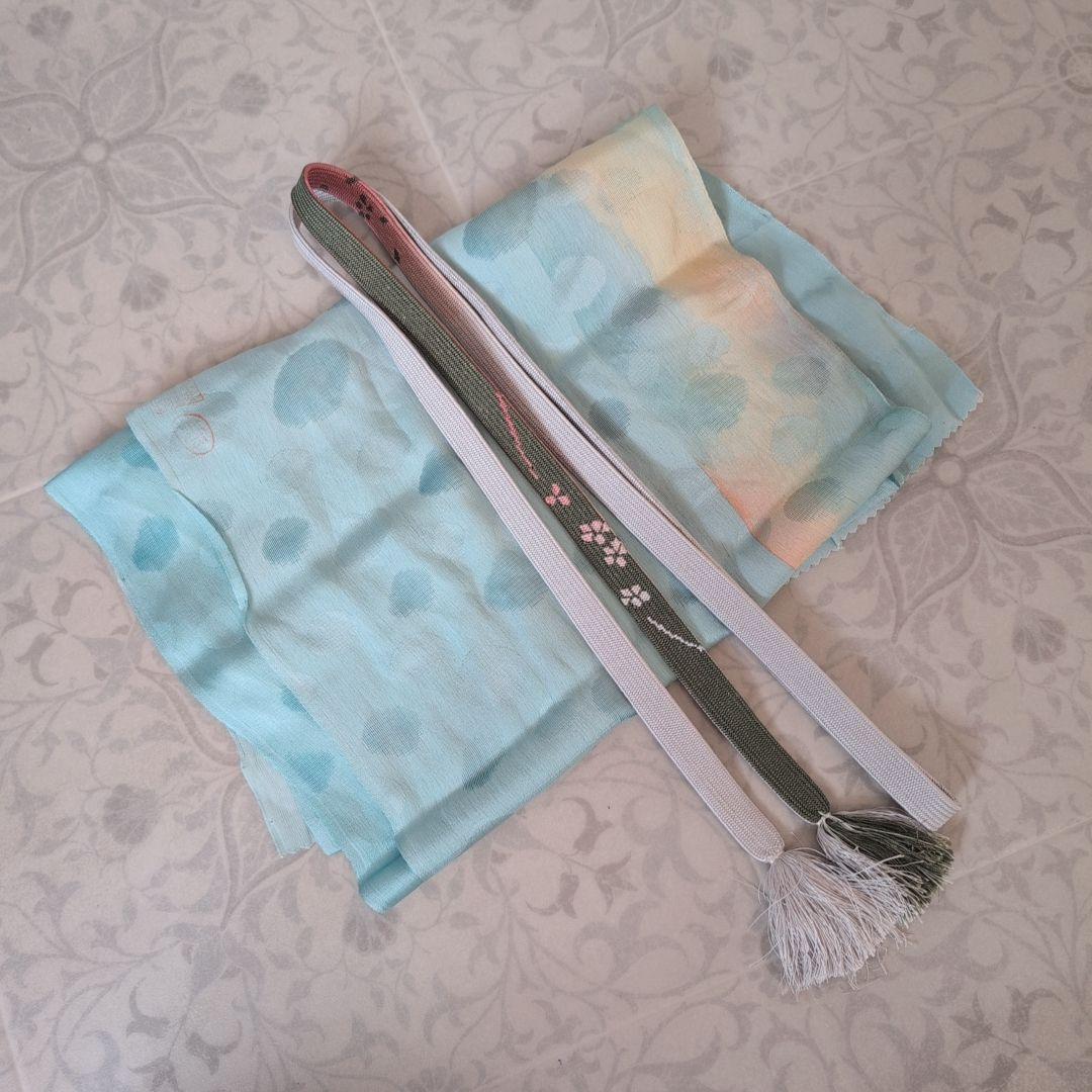 訪問着　フルセット　着物　正絹　白シルバー　金駒刺繍　花　しつけ糸　祝い事　A2