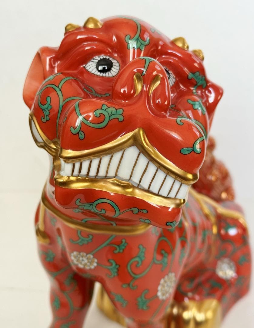 ヘレンド 大型25cm 狛犬（L) フィギュリン シノワズリ 西安の赤