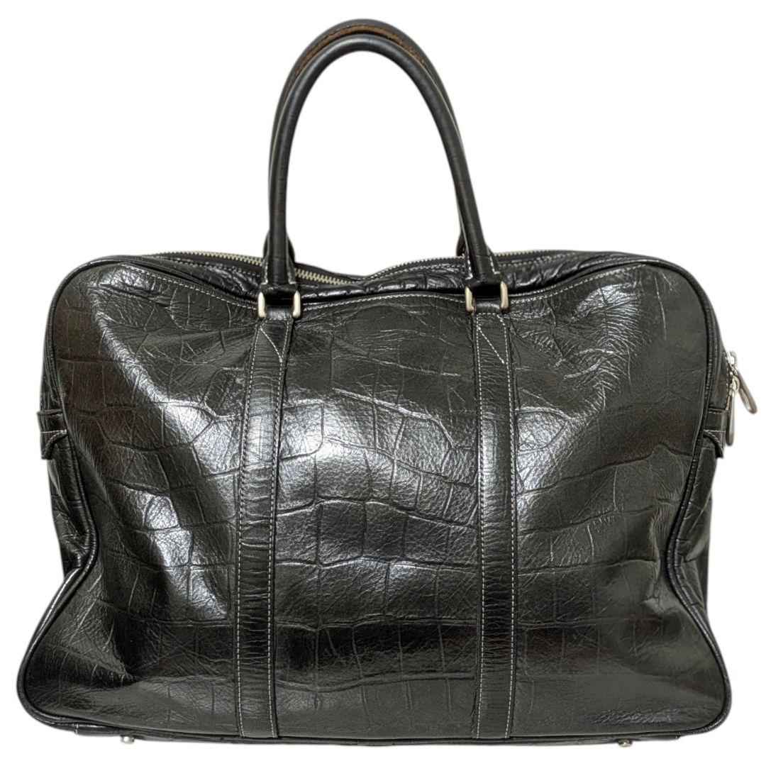 aniary ビジネスバッグ ブリーフケース クロコ型押し トート 本革 黒