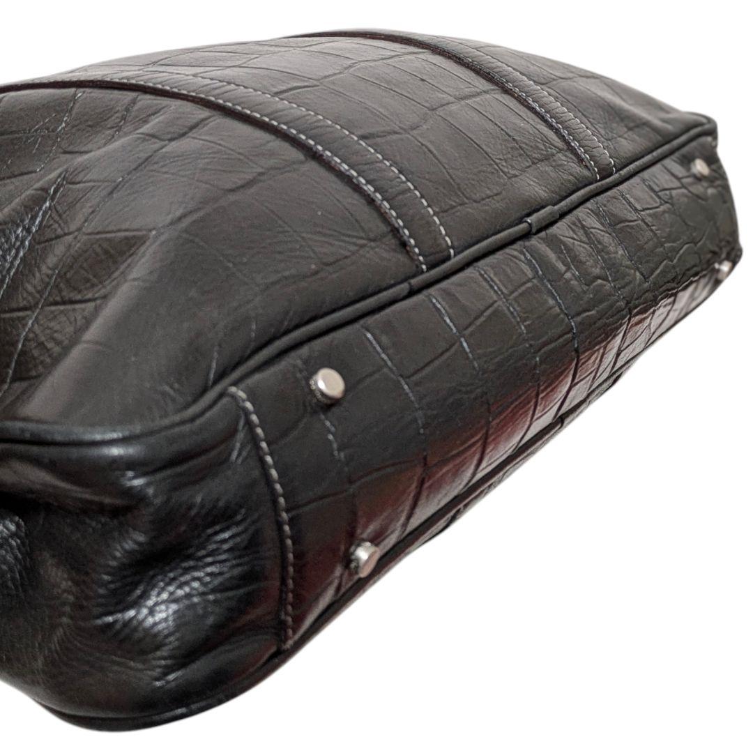 aniary ビジネスバッグ ブリーフケース クロコ型押し トート 本革 黒