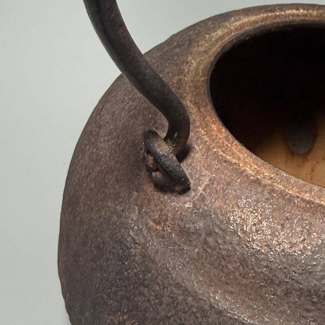 釜師　増山馨鉄　造　宝珠形鉄瓶　共箱　作家物　茶道具　大国藤兵衛に師事　白湯