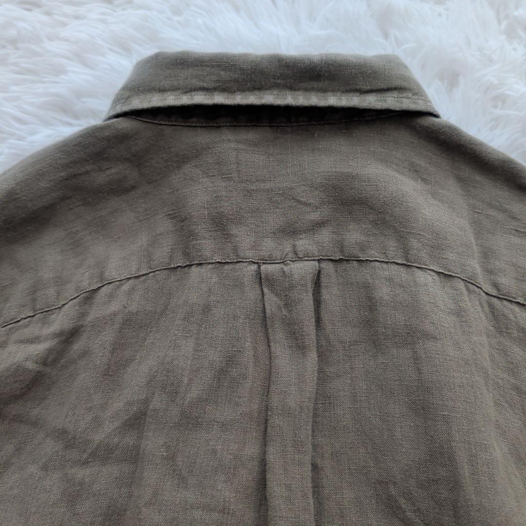 現行 ポロラルフローレン リネンシャツ 刺繍ポニー カーキ M